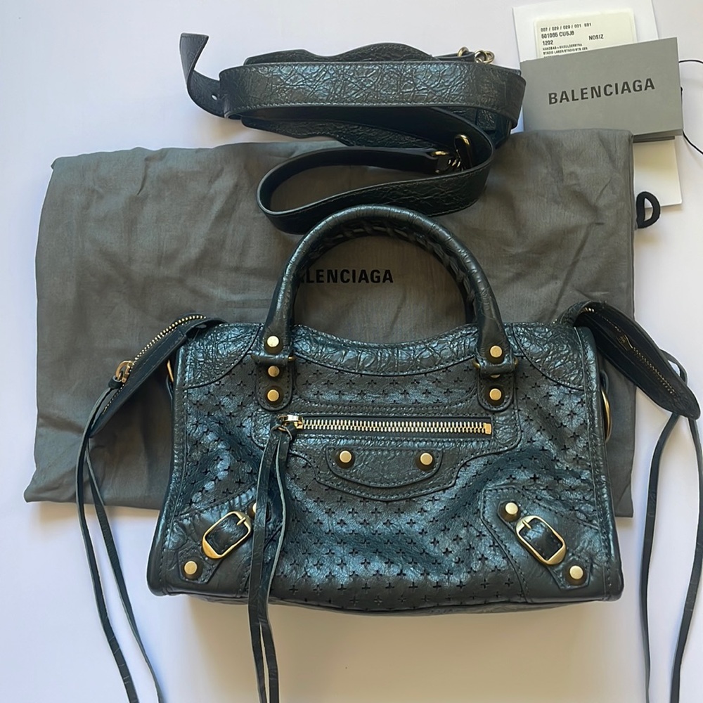 Balenciaga perforated leather mini city bag